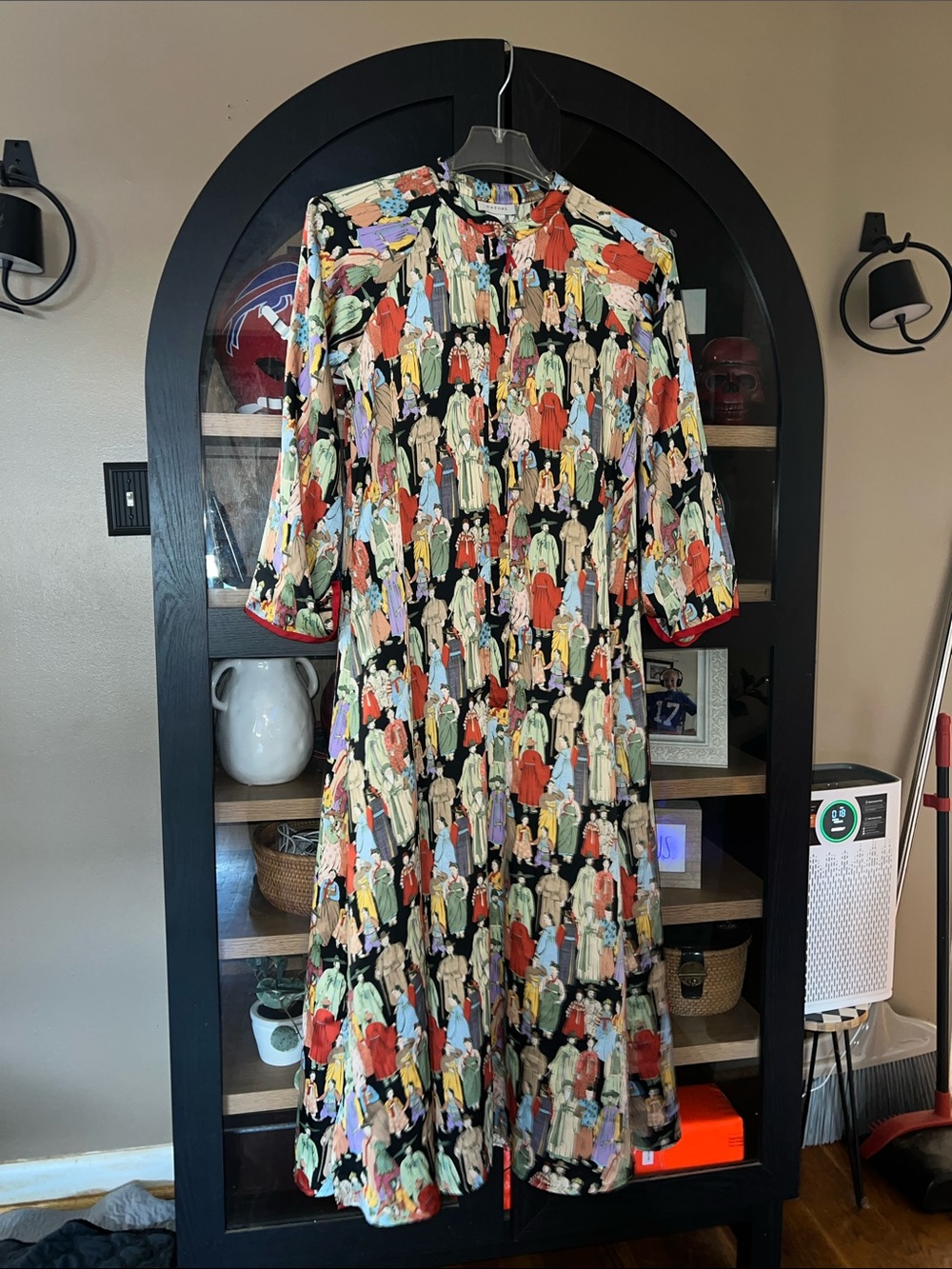 Natori Dynasty “Crowded City” Print Midi Caftan EUC XS
